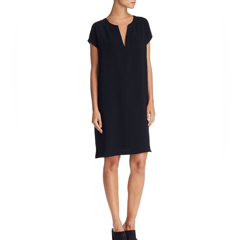 Theory Saturnina Stretch Linen Shift Dress, Navy